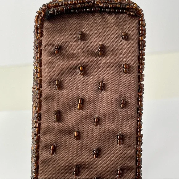 Elegant Brown Beaded Handbag Vintage Bijoux Terner - Picture 14 of 15
